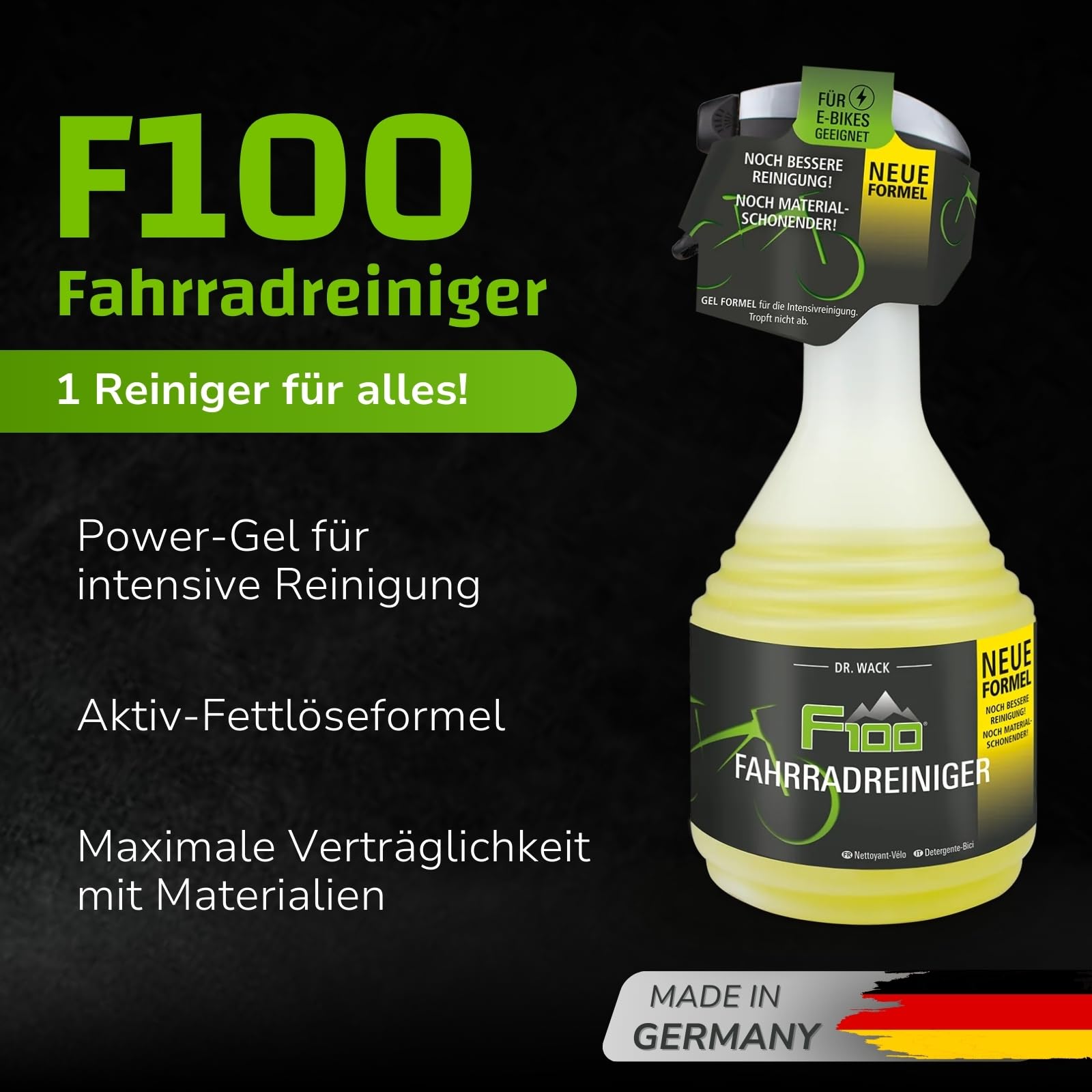 F100 Fahrradreiniger für die Pflege von MTB | MTB Komponenten